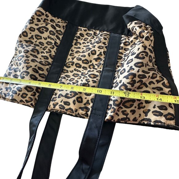 Lauren Ralph Lauren Leopard Print Tote Bag With Black Trim & Handles Spacious - Picture 8 of 8